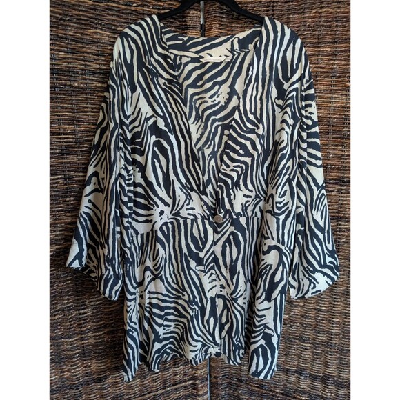 Soft Surroundings Zella Topper Zebra Print Lightweight Jacket 1X Safari Bohemian - Picture 1 of 8